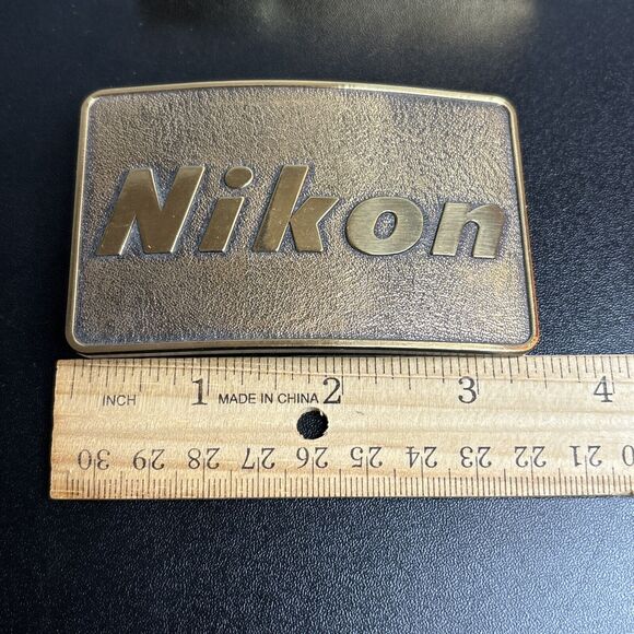 Nikon Solid Brass Belt Buckle New Old Stock BOXED Made In USA - Picture 6 of 6